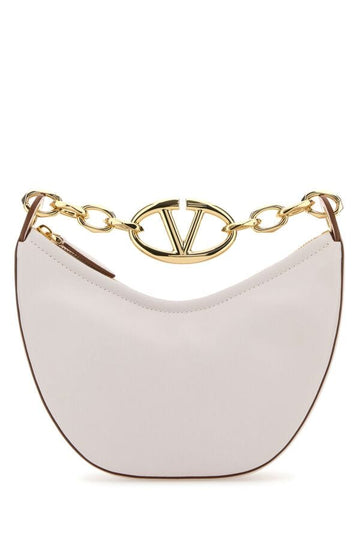 Valentino Garavani Woman Ivory Leather Mini Hobo Vlogo Moon Handbag