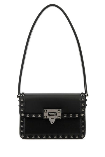 Valentino Garavani Woman Black Leather Rockstud23 Shoulder Bagâ