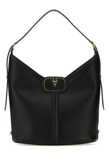 Valentino Garavani Woman Black Leather Vlogo Handbag