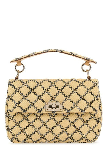 Valentino Garavani Woman Raffia Rockstud Handbag