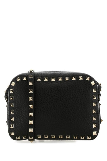 Valentino Garavani Woman Black Leather Rockstud Crossbody Bag