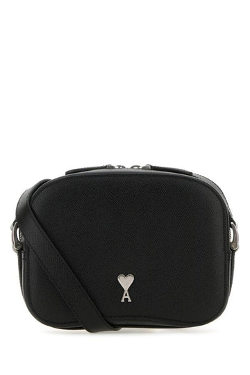Ami Unisex Black Leather Paris Paris Crossbody Bag