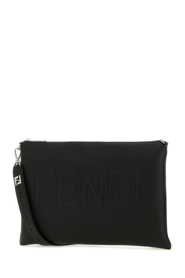 Fendi Man Black Leather Fendi Roma Shoulder Bag