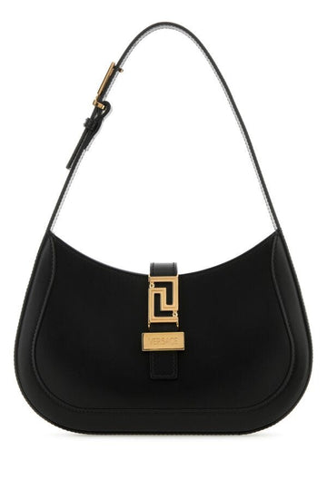 Versace Woman Black Leather Small Greca Goddess Shoulder Bag
