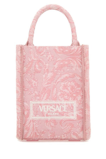 Versace Woman Embroidered Fabric Mini Athena Handbag