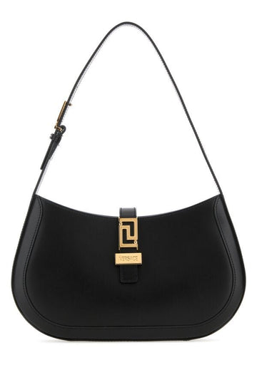 Versace Woman Black Leather Greca Goddess Shoulder Bag