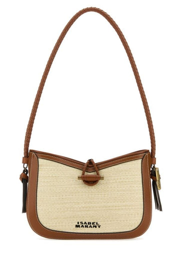Isabel Marant Woman Two Tone Raffia And Leather Vigo Shoulder Bag