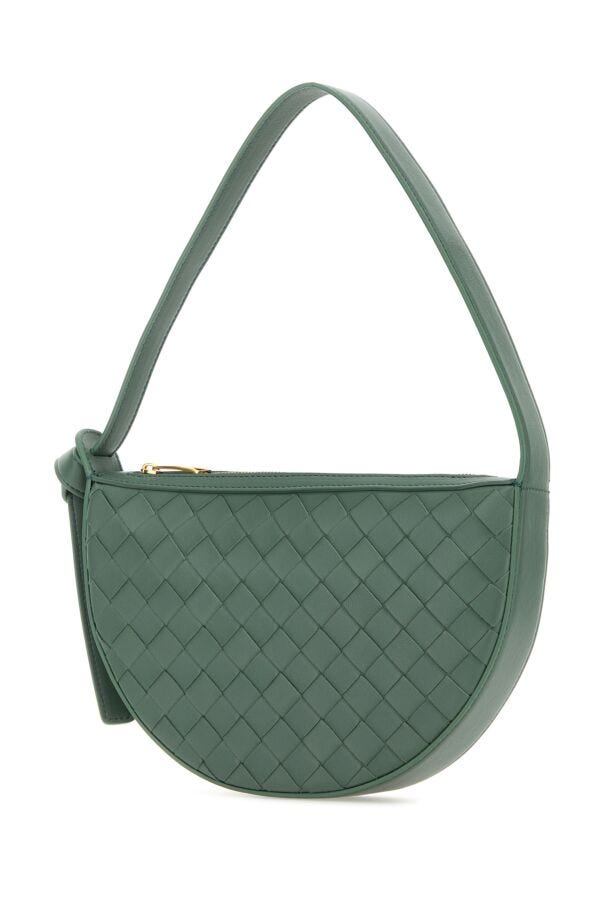 Bottega Veneta Woman Sage Green Leather Mini Sunrise Shoulder Bag