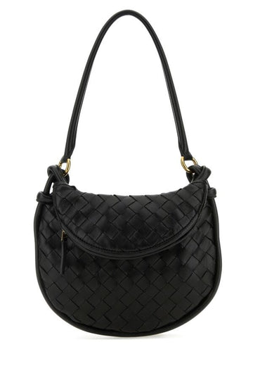 Bottega Veneta Woman Black Leather Small Gemelli Shoulder Bag