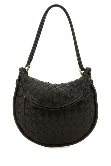 Bottega Veneta Woman Dark Brown Leather Small Gemelli Shoulder Bag