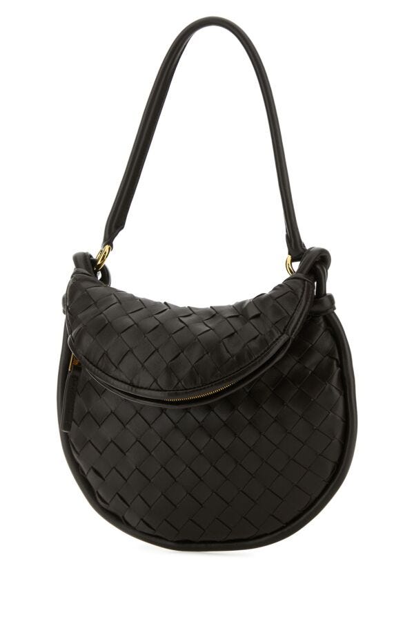 Bottega Veneta Woman Dark Brown Leather Small Gemelli Shoulder Bag