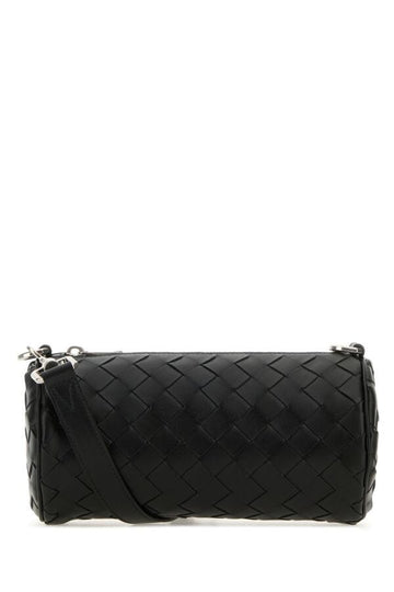 Bottega Veneta Man Black Leather Barrel Crossbody Bag