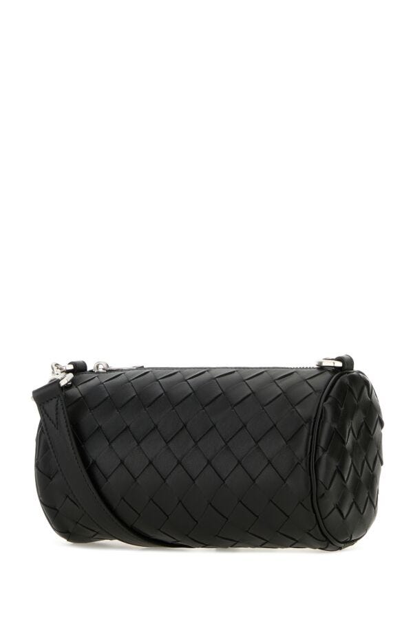 Bottega Veneta Man Black Leather Barrel Crossbody Bag