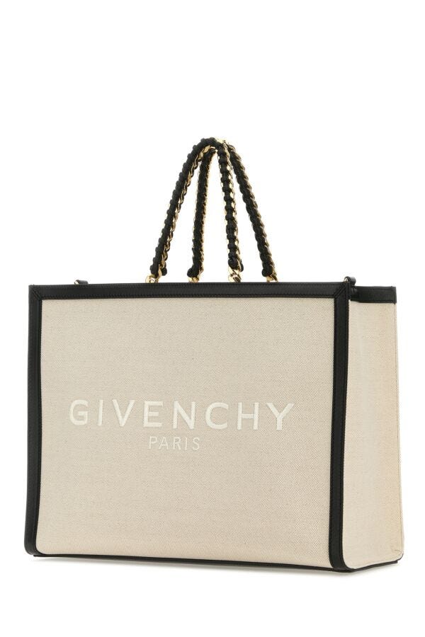 Givenchy Woman Two-Tone Canvas And Leather Medium G-Tote Handbag