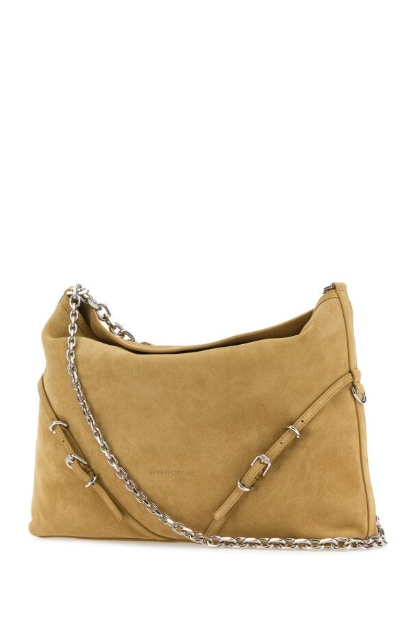 Givenchy Woman Beige Suede Voyou Chain Shoulder Bag