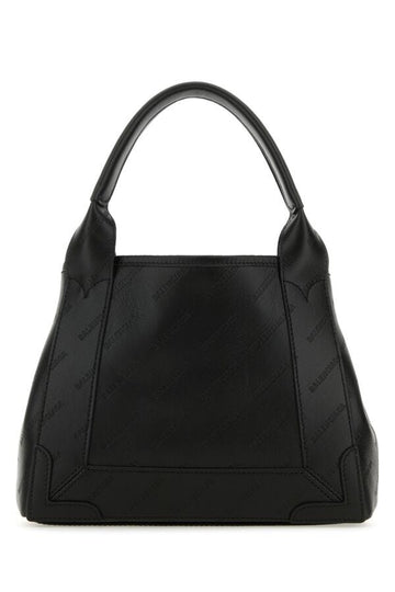 Balenciaga Woman Black Leather Cabas Navy Xs Handbag