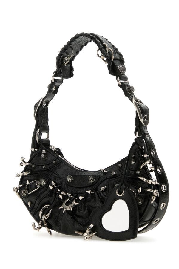 Balenciaga Woman Black Leather Le Cagole Xs Shoulder Bag