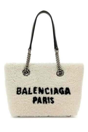 Balenciaga Woman White Shearling Duty Free S Handbag