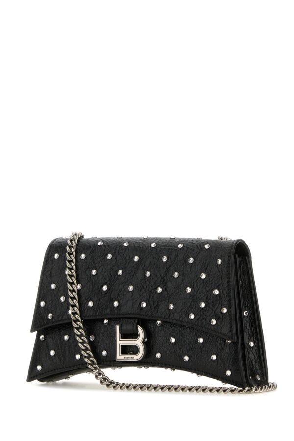 Balenciaga Woman Black Leather Crush Xs Shoulder Bag