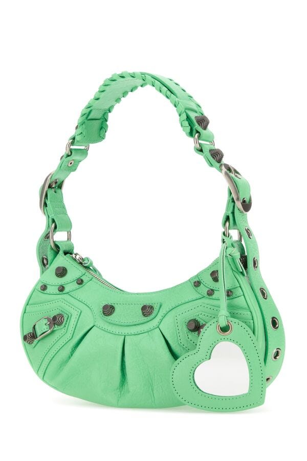 Balenciaga Woman Mint Green Nappa Leather Le Cagole Xs Shoulder Bag