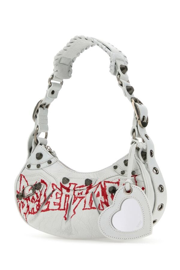 Balenciaga Woman White Leather Le Cagole Xs Shoulder Bag
