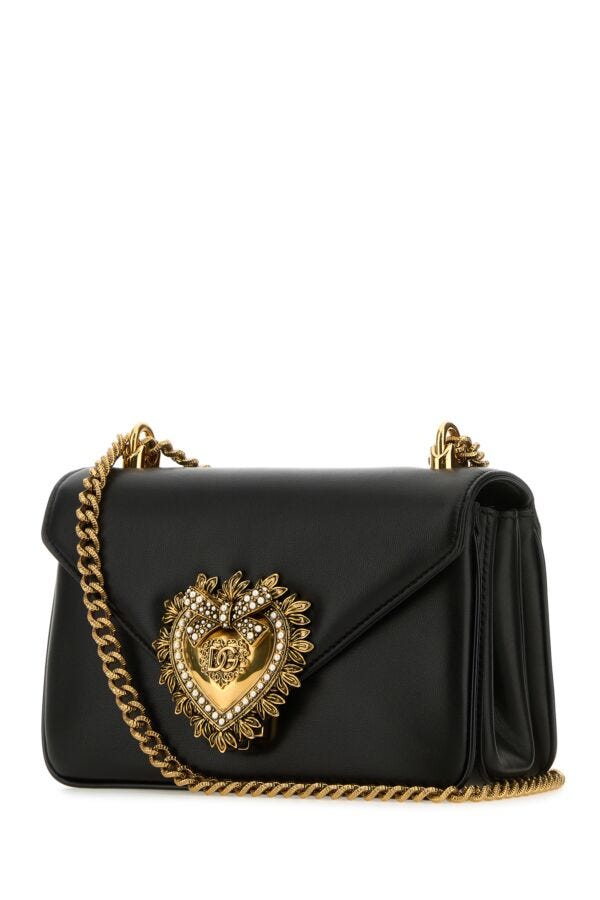 Dolce & Gabbana Woman Black Nappa Leather Devotion Shoulder Bag