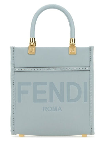 Fendi Woman Light-Blue Leather Mini Sunshine Handbag