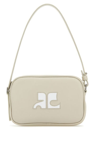 Courreges Woman Sand Leather Slim Shoulder Bag