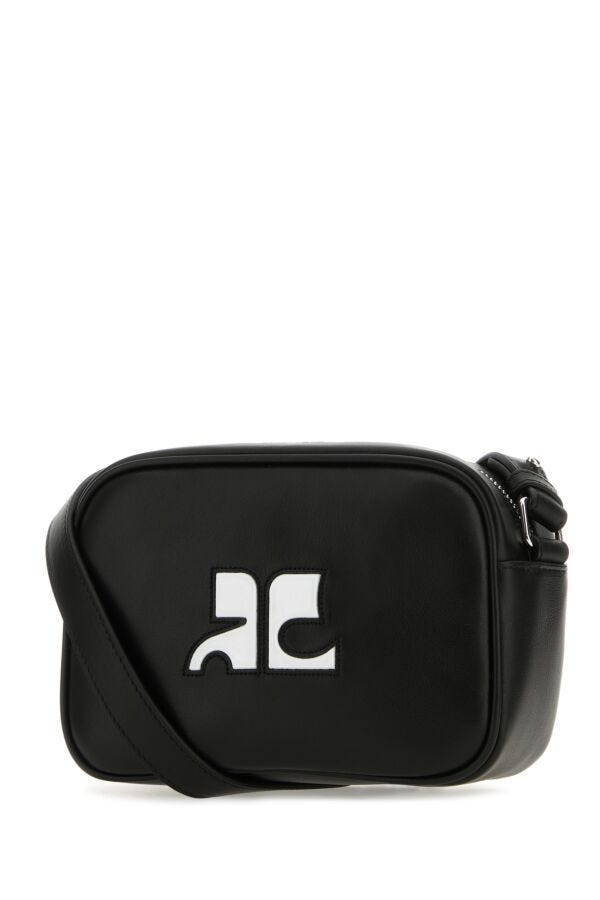 Courreges Woman Black Leather Reedition Shoulder Bag