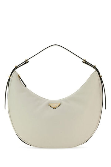 Prada Woman White Leather Big Arquã¨ Handbag
