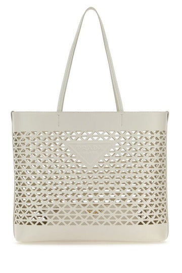 Prada Woman White Leather Shopping Bag