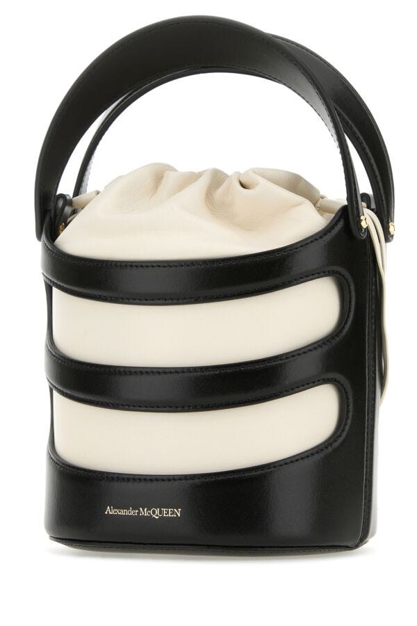 Alexander Mcqueen Woman Two-Tone Leather The Rise Bucket Bag