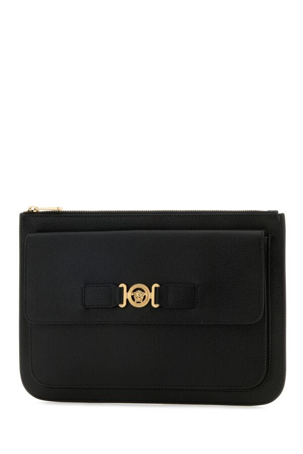 Versace Man Black Leather Large Medusa Biggie Clutch