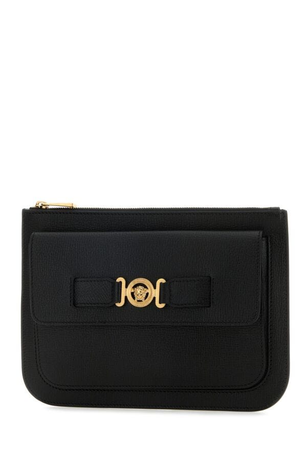 Versace Man Black Leather Medusa Biggie Clutch
