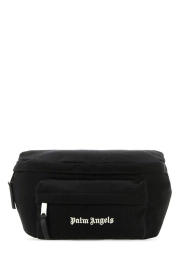 Palm Angels Man Black Canvas Cordura Belt Bag