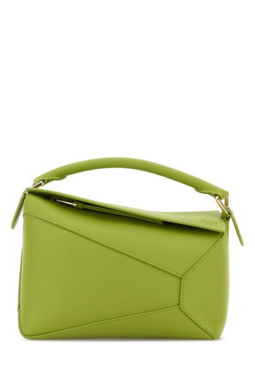 Loewe Woman Green Leather Small Puzzle Handbag