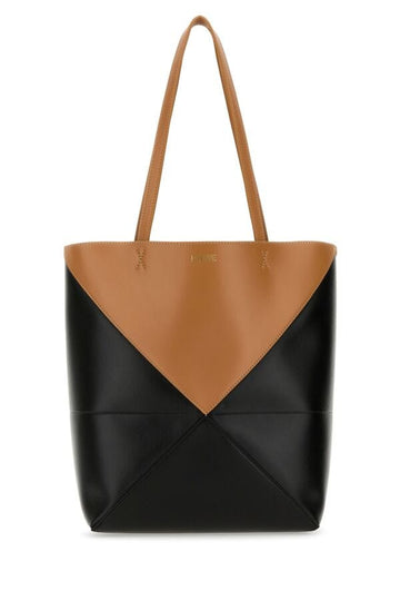 Loewe Woman Two-Tone Leather Medium Puzzle Fold Shopping Bag