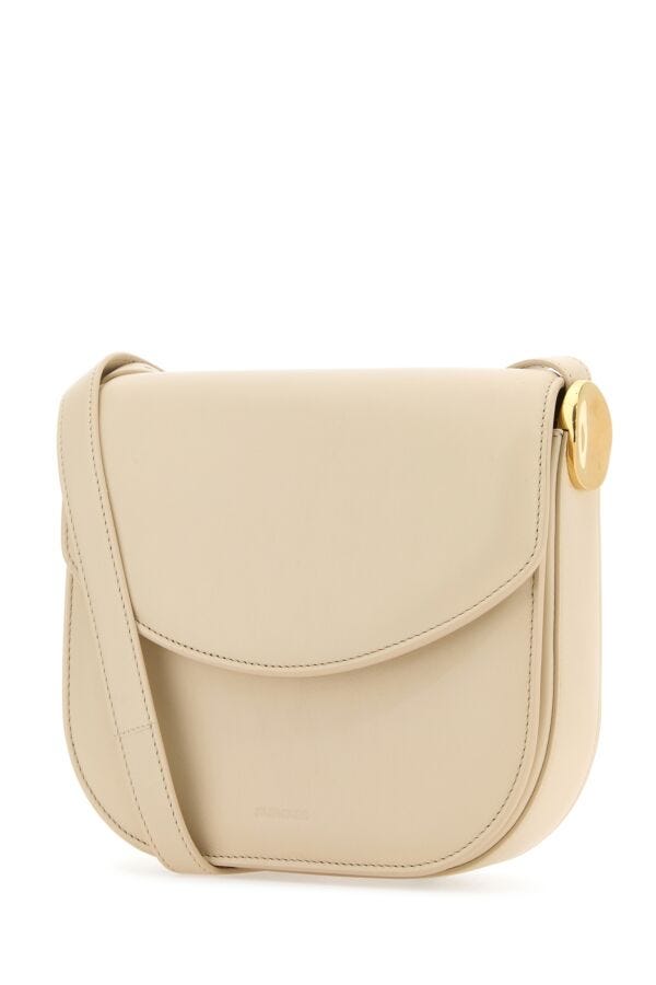 Jil Sander Woman Cream Leather Medium Coin Crossbody Bag