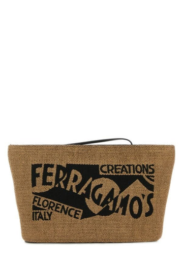 Salvatore Ferragamo Woman Camel Fabric Pouch
