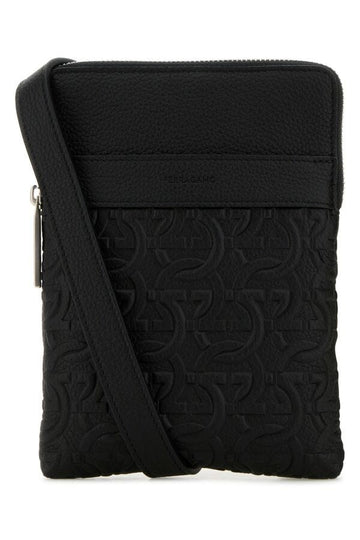Salvatore Ferragamo Man Black Leather Crossbody Bag