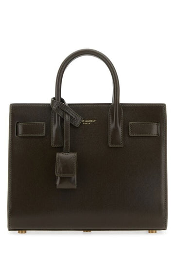 Saint Laurent Woman Dark Green Leather Nano Sac De Jour Handbag