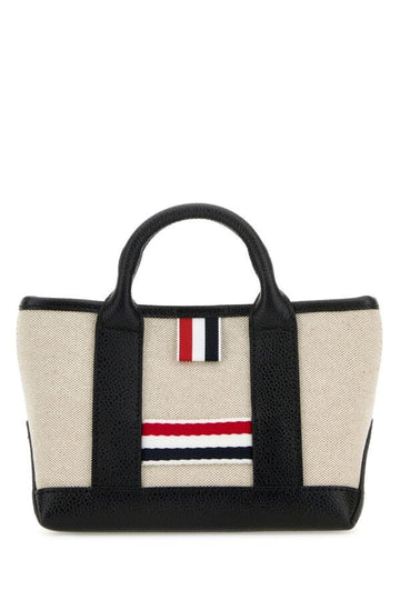 Thom Browne Woman Sand Canvas Micro Rwb-Stripe Handbag