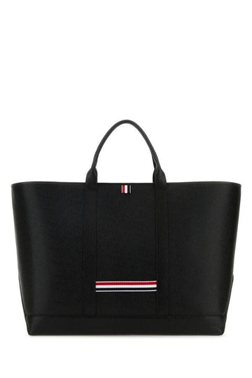 Thom Browne Man Black Leather Shopping Bag