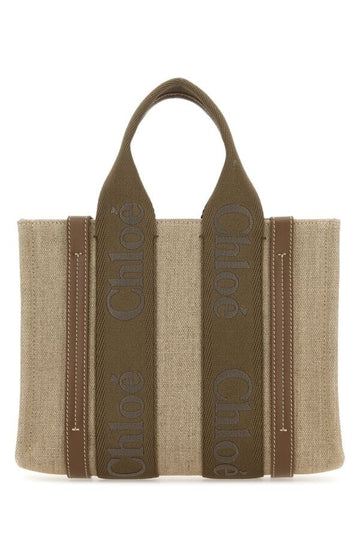 Chloe Woman Multicolor Linen Small Woody Shopping Bag