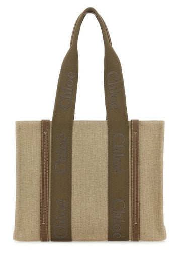 Chloe Woman Multicolor Linen Woody Shopping Bag