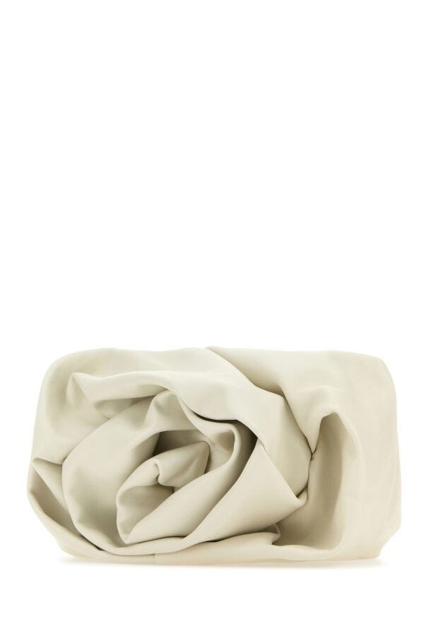 Burberry Woman Ivory Nappa Leather Rose Clutch