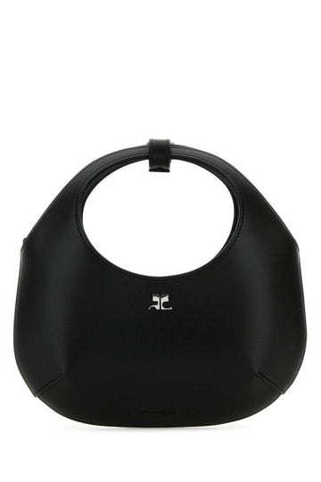 Courreges Woman Black Leather Mini Holy Handbag