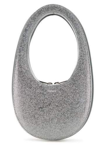 Coperni Woman Silver Leather Mini Swipe Handbag