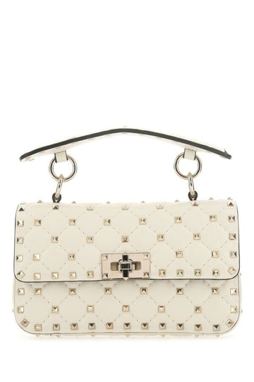 Valentino Garavani Woman Ivory Nappa Leather Small Rockstud Spike Handbag