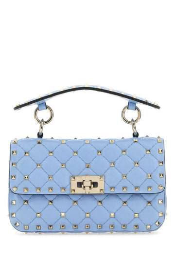 Valentino Garavani Woman Light Blue Nappa Leather Small Rockstud Spike Handbag